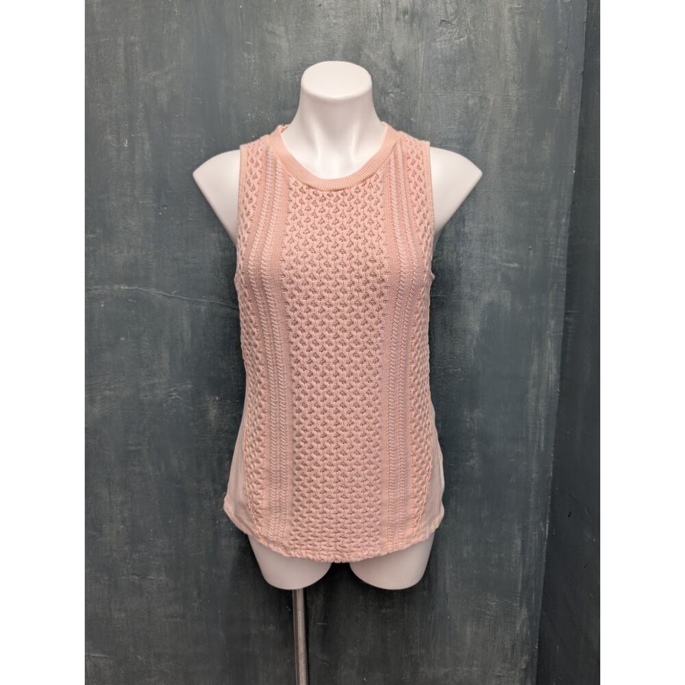saturday sunday anthropologie Peach Sleeveless Top Scoop Neck Knit Medium